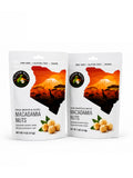 Two 4 oz bags of Elgon Nuts dry roasted and salted macadamia nuts.