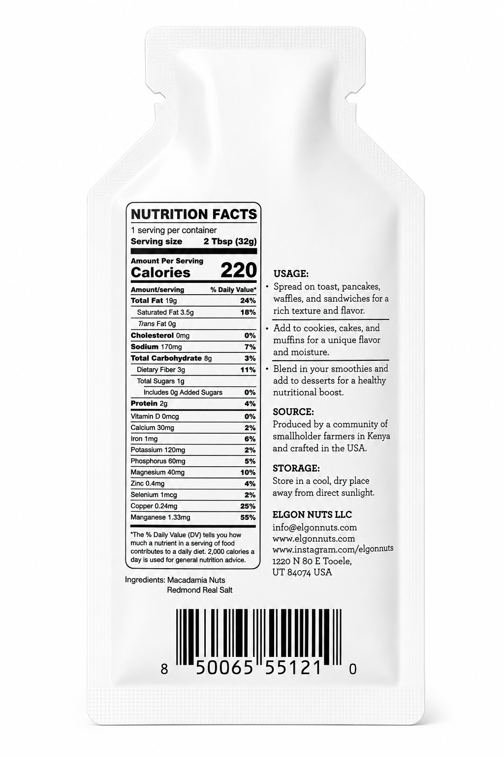 Macadamia Nut Butter - 1.15 oz (32 g)